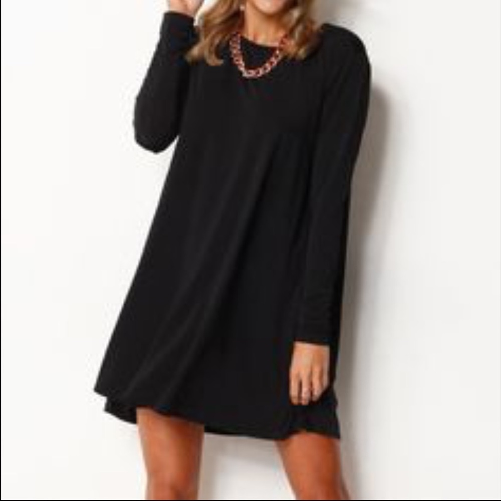 Black jersey knit dress